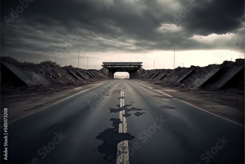 Concrete road, gloomy path,...