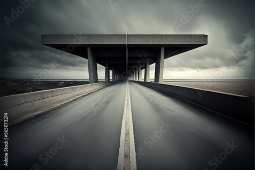Concrete road, gloomy path,...