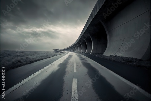 Concrete road, gloomy path,...