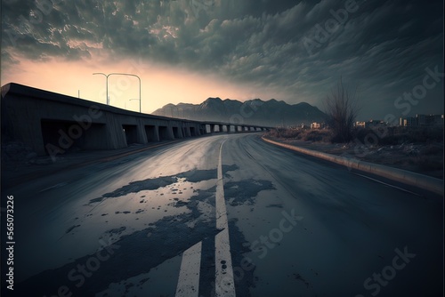 Concrete road, gloomy path,...