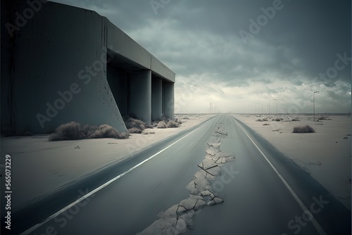 Concrete road, gloomy path,...