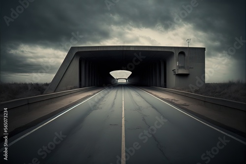Concrete road, gloomy path,...