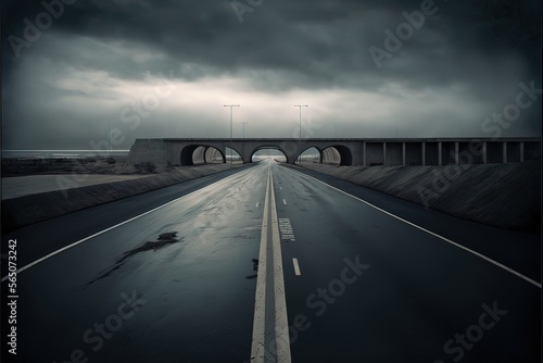 Concrete road, gloomy path,...