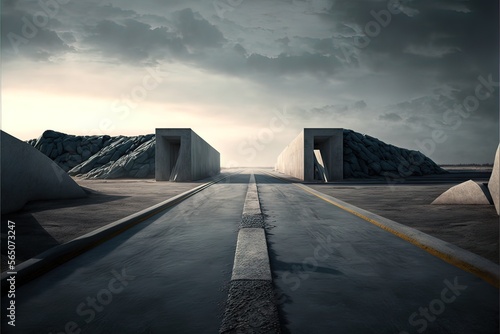 Concrete road, gloomy path,...