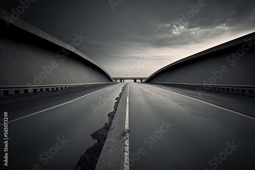 Concrete road, gloomy path,...
