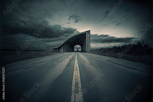Concrete road, gloomy path,...
