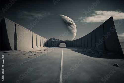Concrete road, gloomy path,...