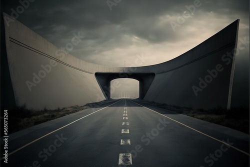 Concrete road, gloomy path,...
