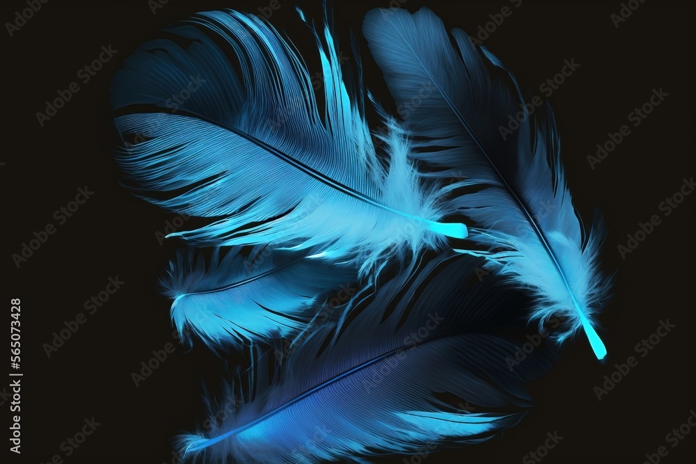 Fototapeta premium Feathery: Blue and Black Jay feathers as a Background or Texture