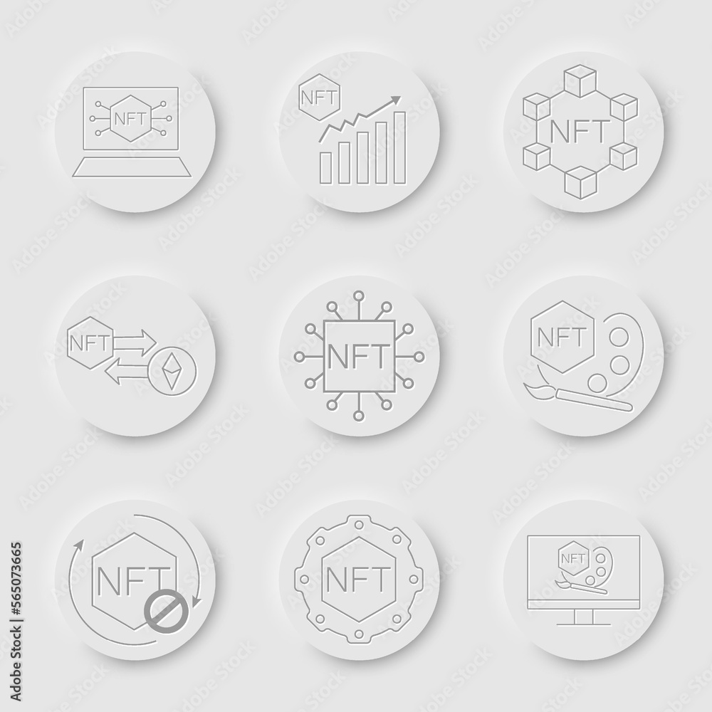 NFT technology line icon set. Crypto Icon or Logo Symbol vector illustration NFT technology line icon set. Crypto Icon or Logo Symbol vector illustration