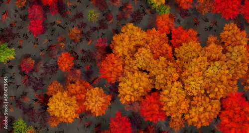 秋の紅葉した森の背景_35