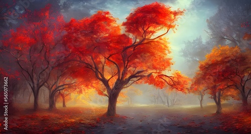秋の紅葉した森の背景_31 © 匠 長尾