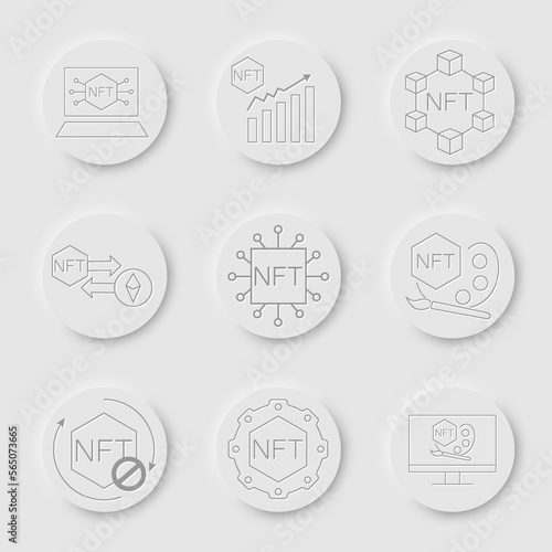 NFT technology line icon set. Crypto Icon or Logo Symbol vector illustration
