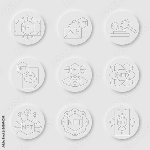 NFT technology line icon set. Crypto Icon or Logo Symbol vector illustration