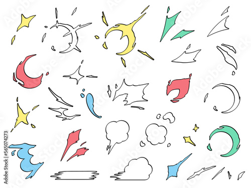 小さいエフェクトのリアクション素材セット_縁あり