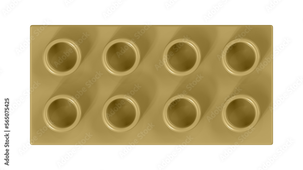Antique Gold Block Isolated on a White Background. Close Up View of a Plastic Children Game Brick for Constructors, Top View. High Quality 3D Rendering with a Work Path. 8K Ultra HD, 7680x4320 Antique Gold Block Isolated on a White Background. Close Up View of a Plastic Children Game Brick for Constructors, Top View. High Quality 3D Rendering with a Work Path. 8K Ultra HD, 7680x4320
