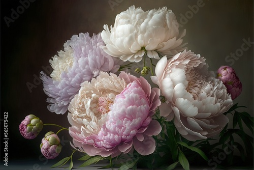 Delicate light peony flower...