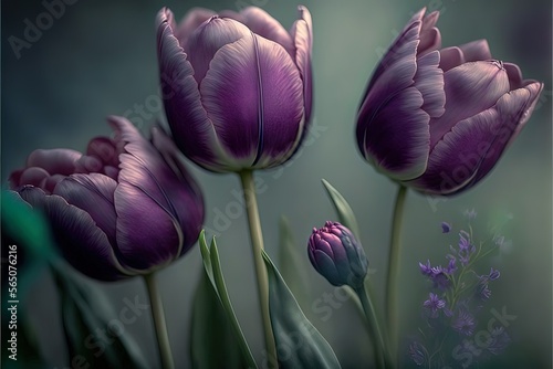 Purple spring tulips. Luxur...