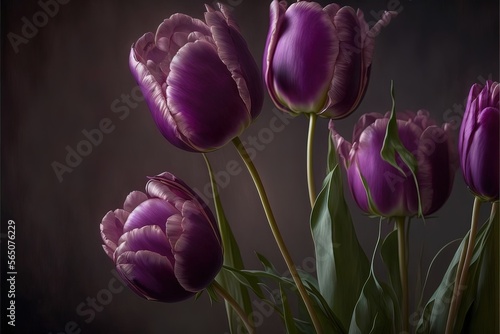 Purple spring tulips. Luxur...