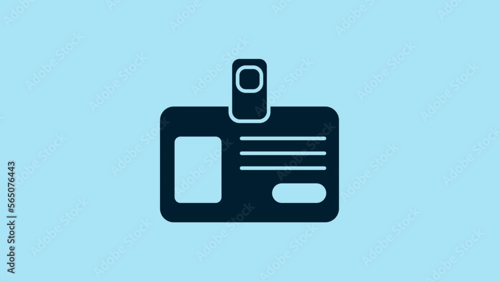 Blue Identification badge icon isolated on blue background. It can be used for presentation, identity of the company, advertising. 4K Video motion graphic animation Blue Identification badge icon isolated on blue background. It can be used for presentation, identity of the company, advertising. 4K Video motion graphic animation