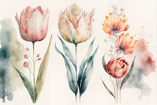 Spring tulips in watercolor...