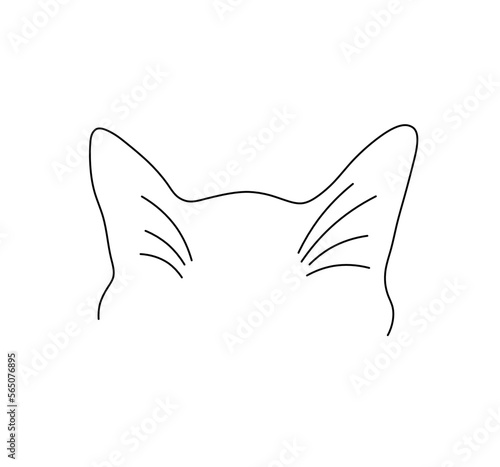Vector isolated cat kitten top of the head with ears colorless black and white contour line easy drawing