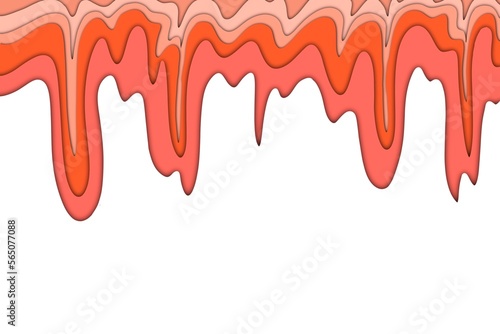 Orange paint dripping liquid wave abstract design background wallpaper with papercut