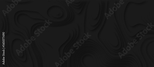 Abstract black background with paper cut out layers. Vector illustration. Material design. Paper cutting texture. Applicable for business banner, flyer, poster, brochure design