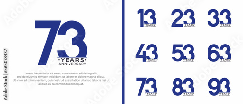 set of anniversary logo style dark blue and black color on white background for special moment