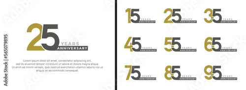 set of anniversary logo style green and black color on white background for special moment