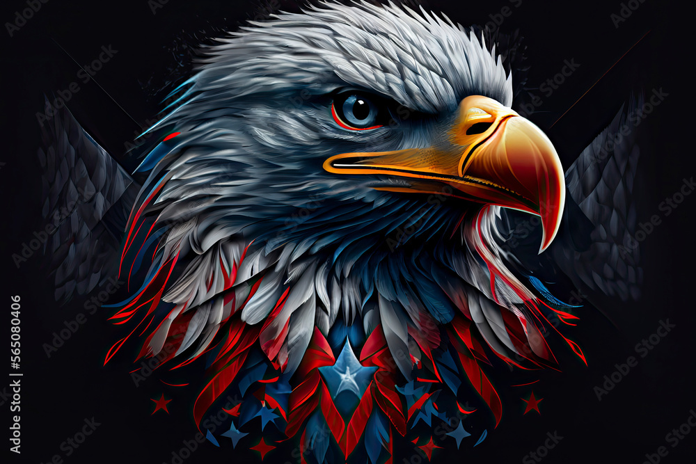 Eagle head with American flag pattern independence day veterans day 4th ...