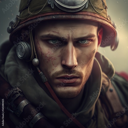 Full portrait of modern soldier. Generative AI.  © jasniulak