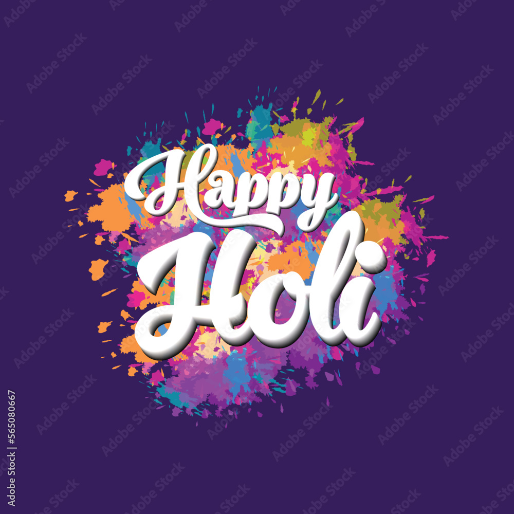 Happy holi typography colorful text greeting design for holi t shirt, holi card, holi poster design.
