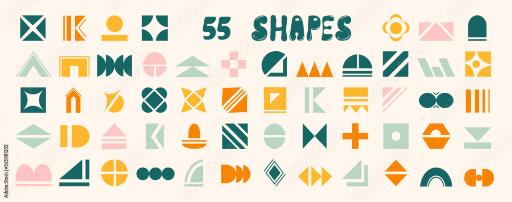 Set of simple geometric shapes. Random icon elements. For creating your own patterns and designs. Set of simple geometric shapes. Random icon elements. For creating your own patterns and designs.