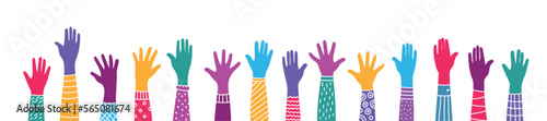 Raised hands. Teamwork.