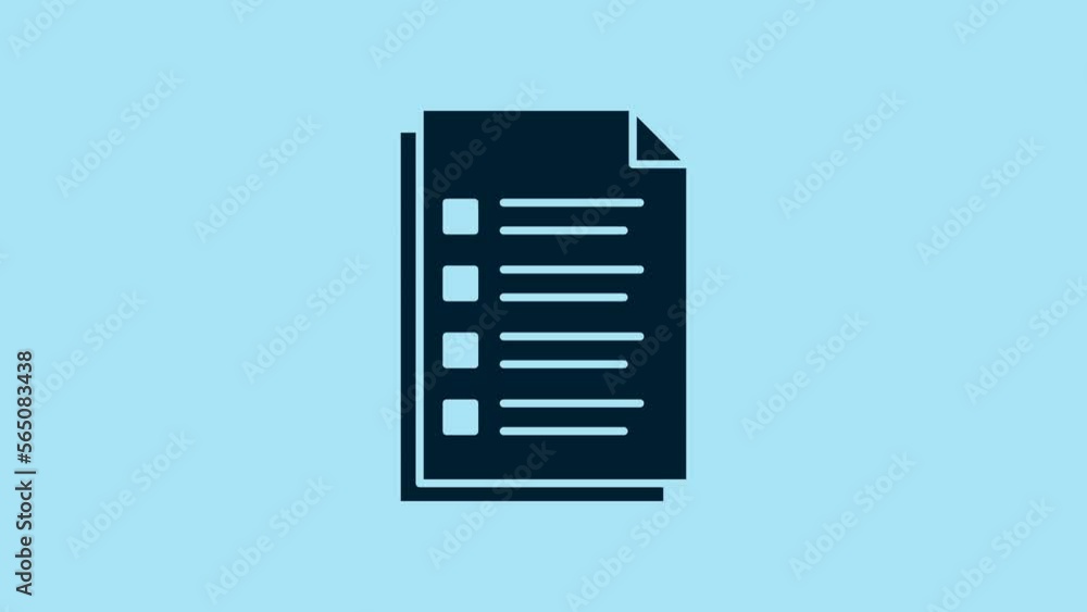 Blue File document icon isolated on blue background. Checklist icon. Business concept. 4K Video motion graphic animation Blue File document icon isolated on blue background. Checklist icon. Business concept. 4K Video motion graphic animation