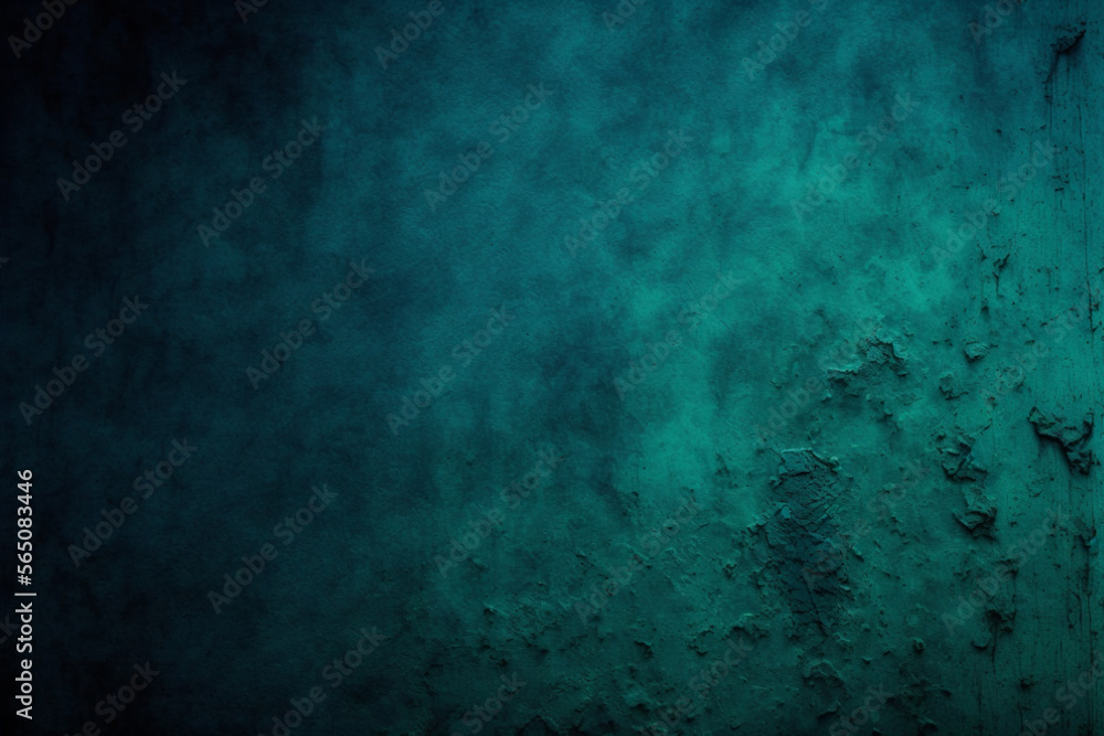 Fototapeta premium Dark blue green wall textured background, damaged wall textured background