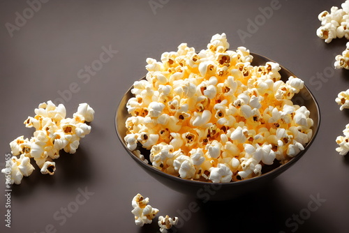 Realistic illustration of popcorn, using Generative AI