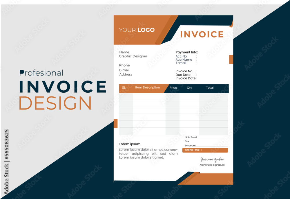 Professional Vector Business Invoice Template Design Professional Vector Business Invoice Template Design