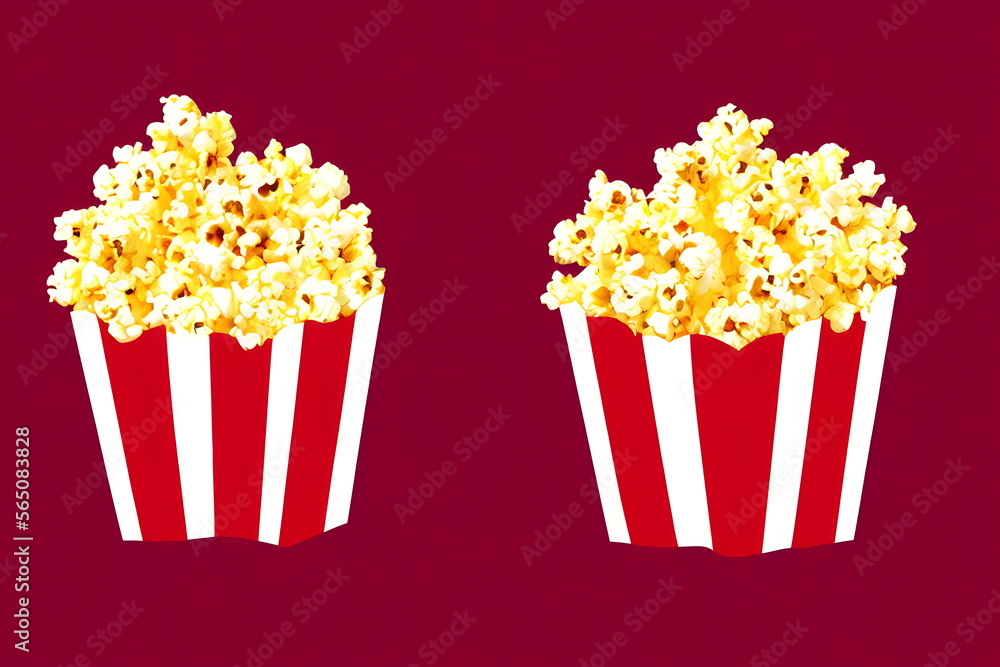 Illustration of popcorn in the minimalist style, using generative ai