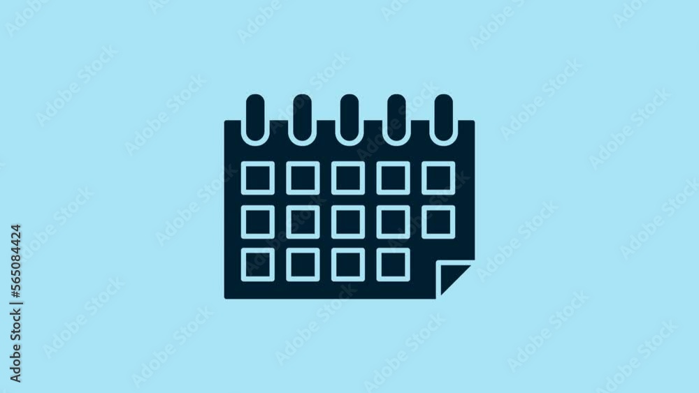 Blue Calendar icon isolated on blue background. Event reminder symbol. 4K Video motion graphic animation Blue Calendar icon isolated on blue background. Event reminder symbol. 4K Video motion graphic animation