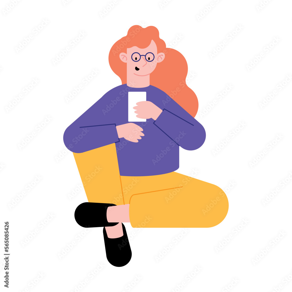 redhead woman using smartphone