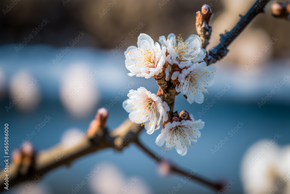 eautiful branch, mild fairy mist, pale blue plum blossom, plum blossom.generative ai. eautiful branch, mild fairy mist, pale blue plum blossom, plum blossom.generative ai.