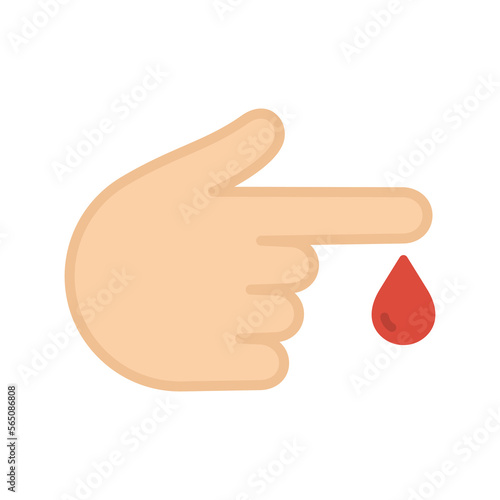 Finger blood test icon. Finger with blood drop. Pictogram isolated on a white background.