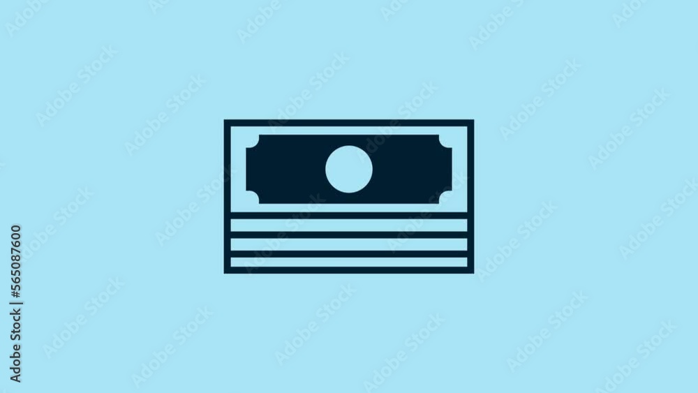 Blue Stacks paper money cash icon isolated on blue background. Money banknotes stacks. Bill currency. 4K Video motion graphic animation Blue Stacks paper money cash icon isolated on blue background. Money banknotes stacks. Bill currency. 4K Video motion graphic animation