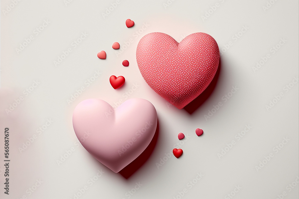 Saint Valentine day holiday background with various hearts for love romantic message. Created with AI