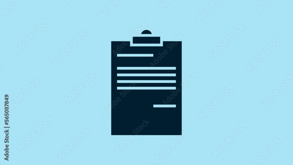 Blue Document icon isolated on blue background. File icon. Checklist icon. Business concept. 4K Video motion graphic animation Blue Document icon isolated on blue background. File icon. Checklist icon. Business concept. 4K Video motion graphic animation