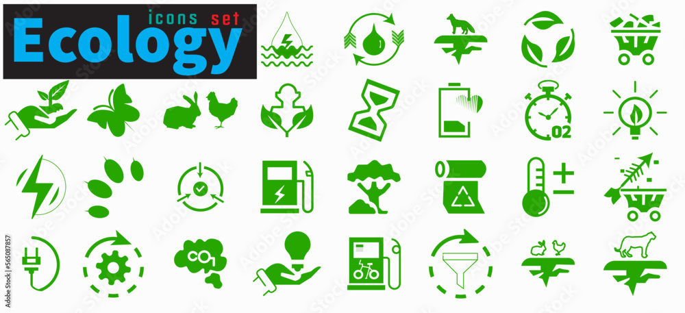 Vector Ecology icons set. Set of Ecology icons collection. Nature, eco, green, recycling symbol. Vector Ecology icons set. Set of Ecology icons collection. Nature, eco, green, recycling symbol.
