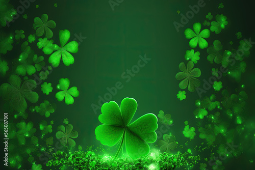 St Patrick's Day Lucky Charm Shamrock Irish abstract green bokeh background for happy st patrick's day celebration background design
