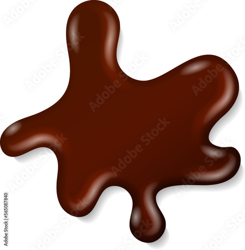 Chocolate drop stain. Sweet brown liquid splash